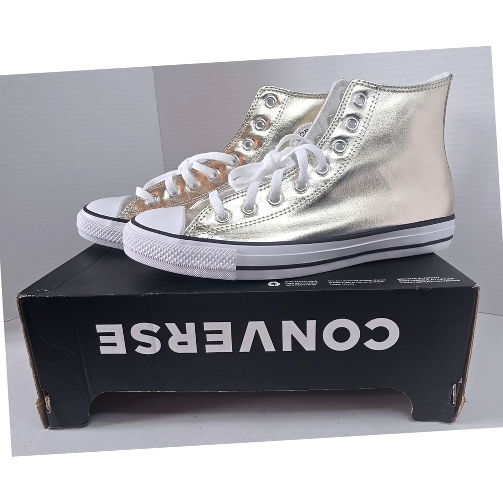 NEW Converse Chuck Taylor All Star Hi Metallic Light Gold White Womens 11 Unisex